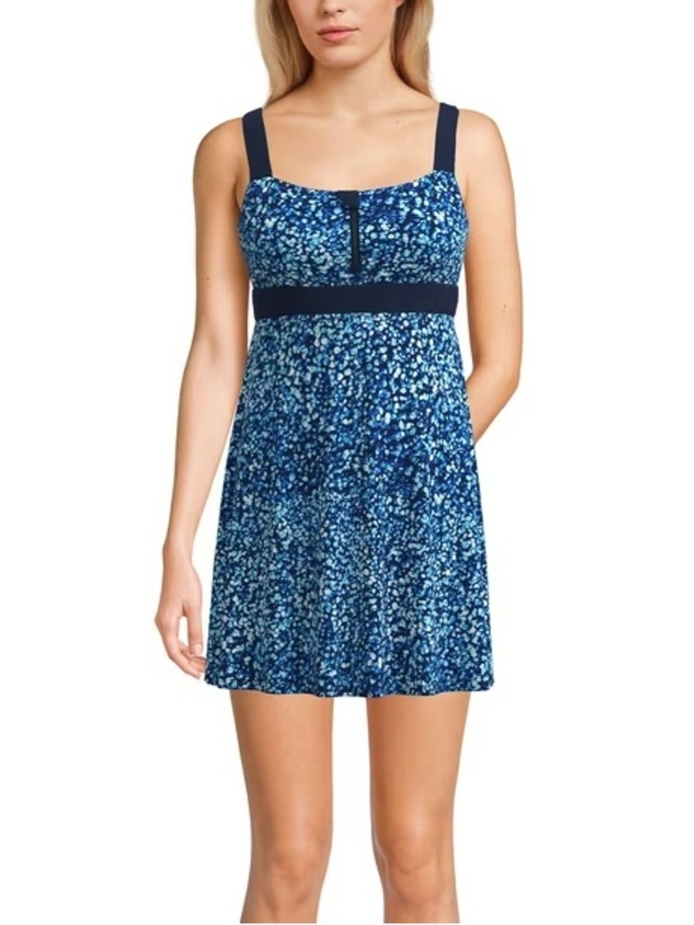 NWT Lands' End Women's Zip Front Swim Dress Comfort UPF 50+ Sun Protection - Picture 2 of 11